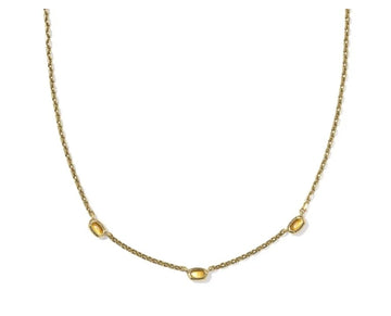 KENDRA SCOTT- Mini Elisa Vintage Gold Three Stone Strand Necklace in Marbled Amber Illusion